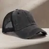Gorra de Béisbol Lavada con Efecto Desgastado Transfronteriza con Logo Personalizado, Gorra de Malla Versátil Casual Retro Estilo Coreano, Sombrero de Sol Transpirable para Protección Solar