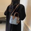 Bolso Transfronterizo para Mujer Retro de Nicho Bolso Cubo de Mano para Mujer 2024 Otoño Color de Contraste Bolso de Hombro de Moda Bolso Cruzado de Gama Alta