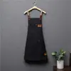 Delantal vintage de lona gruesa con múltiples bolsillos y tirantes para los hombros, unisex, adecuado para restaurantes occidentales, cafeterías de té de leche, cafeterías y ropa de trabajo para catering.