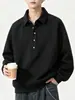 Sudadera de cuello polo de estilo minimalista moderno para hombre, corte holgado, top versátil casual de alta resistencia, nueva colección primavera/otoño