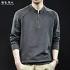 Camiseta masculina de manga longa com meio zíper, suéter de malha com mistura de lã, marca da moda, roupas plus size, nova coleção outono 2026