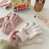 Luvas de Inverno Femininas para Proteção contra o Frio, Luvas de Ciclismo de Cinco Dedos, Luvas de Algodão com Forro de Fleece, Luvas de Tricô Grossas para Exterior com Tela de Toque