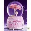 Caja de Música Giratoria de Bola de Cristal Luminosa de Flor de Cerezo Soñadora Regalo de Cumpleaños para Niña Regalo de Vacaciones para Niños Adorno