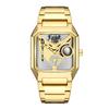 Reloj Mecánico Transparente Hueco de Doble Cara No Automático Reloj de Pulsera para Hombre Reloj de Moda Reloj de Cuarzo Luminoso Impermeable para Hombre Agitar