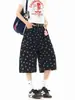 Pantalones Vaqueros Cortos con Estampado Integral de Lunares Retro Americano para Hombres y Mujeres, Pantalones Cortos de Verano con Diseño Resistente, Pantalones de Largo Medio Holgados de Talla Grande