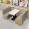 Conjunto de Mesa e Cadeiras para Refeições Rápidas em Laje de Rocha e Madeira Maciça para Lanchonetes, Restaurantes, Padarias, Lojas de Chá com Leite e Restaurantes de Hot Pot Picante; Combinação de Mesa e Cadeiras para Restaurante com Booth