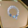 Exquisito Pulsera de Mariposa de Cristal Artificial Perla Plata Rota para Niñas, Pulsera de Moda y Versátil, Joyería de Mano Fresca y de Gama Alta