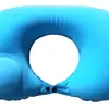 Almofada de pescoço em forma de U inflável por pressão, suporte para o pescoço, essencial para viagens, dobrável, portátil, flocado, inflável, almofada de viagem em forma de U