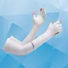 Manga helada de protección solar para hombres y mujeres, primavera y verano, guantes de seda de hielo, protector de brazo solar, para conducir, montar, fina, con dos dedos descubiertos