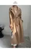 Ropa de abrigo M's Classic 101801 de tela de cachemir elegante con forro de logo dorado, ropa de abrigo de cachemir de doble cara para mujer
