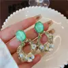 Brincos de Pérola Flor Hong Kong estilo exagerado grandes Brincos Femininos Meio-antigos design de nicho brincos retrô de alta qualidade primavera e verão