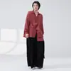 Dança Moderna Unissex Roupa de Prática Novo Estilo Camisa com Gola e Fita Conjunto de Calças Largas Zen Cura Meditação