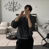 Camisa Estilo Yuppie Británico para Hombre de Manga Larga Primavera y Verano Textura Delgada Estilo de Negocios de Alta Gama Camiseta Interior de Seda de Hielo Moderna