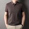 Camiseta Masculina de Algodão Mercerizado Fio Duplo Manga Curta Verão 2024 Nova Camisa Polo com Gola Lapela Camiseta Masculina de Manga Curta