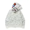 Moletom de Marca Tendência Primavera e Outono Jaqueta Cardigã com Zíper Tubarão Camuflado Hoodie Solto para Estudante Masculino e Feminino Roupa de Casal Ins