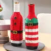 Funda de Botella de Vino Navideña, Portabotellas Tejido a Rayas, Decoración Festiva para Cocina Mesa de Comedor, Envoltura de Regalo de Navidad para Vino Tinto