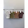 COMOS CMS Polo de Gola Listrada Colorida Slim Fit Malha Canelada Valorizante Top Feminino Outono 260209