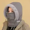 Novo chapéu de inverno 3 em 1, com forro de fleece, espessado, à prova de vento e quente, para homens e mulheres, adequado para andar de bicicleta elétrica, com máscara facial, protetor de pescoço e proteção para as orelhas