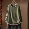 Novedad Otoño 2026 Estilo Coreano Holgado Casual Cuello Redondo Suéter de Punto Bloque de Color Simple para Mujer MHT