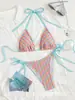 Fábrica de Suministro Exclusivo Transfronterizo Venta al por Mayor Directa Popular Europeo y Americano Trajes de Baño de Dos Piezas Moda Tejido Especial Correa de Cuellohalter