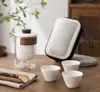 Juego de Té para Viaje con Una Tetera y Tres Tazas, Set Portátil para Exteriores, Taza de Preparación Rápida, Bolsa de Almacenamiento, Souvenir de Regalo