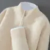 Atacado transfronteiriço masculino suéter 100% lã pura gola alta meia gola cor sólida zíper parcial casual malha solta camada base