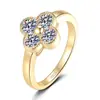 Anillo de Plata de Ley S925 con Moissanita de Trébol de Cuatro Hojas, Anillo Abierto de Moda y Sencillo para Mujer, Venta Directa del Fabricante