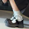 Nuevos Zapatos Mary Jane de Plataforma de Suela Gruesa Estilo Chino para Mujer 2026 Otoño Nueva Llegada Versátiles con Lazo con Faldas Zapatos Pequeños de Cuero Modernos