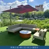 Móveis de Combinação de Mesa de Centro Sofá de Madeira Maciça Teak Simples para Exterior Pátio Externo Villa Ponto Turístico Jardim Design Criativo