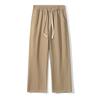 Calças de Algodão Puro Estilo Americano para Homens, Modelos de Primavera e Outono, Marca Tendência, Cintura Elástica, Calças Casuais de Trabalho Retas e Largas para Homens, Atacado