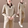 Traje deportivo nuevo de primavera para madre de mediana edad, suéter de solapa informal de moda, traje de dos piezas de primavera y otoño para mujer de mediana edad