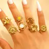 Anillo de Acero Inoxidable Transfronterizo Exagerado Moda Geométrico Abierto Gota de Aceite Anillo para Dedo Índice Dorado 18K Lujo Ligero Joyería de Alta Gama
