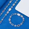 Cadena de Cerdo Zafiro 8mm Hip-Hop Europeo y Americano Transfronteriza Collar de Zirconia Joyería Pulsera Minimalista de Nicho para Hombre Personalización