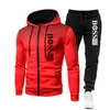 Ropa Deportiva con Capucha y Cremallera para Hombre, Traje de Sudoración Casual de Marca Tendencia con Estampado, Nuevo para Otoño e Invierno 2025, Transfronterizo