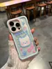 Funda Frameless Gato Rayado de Colores Adecuada para Funda de Teléfono Apple 16 Pro Max iPhone 15 Soporte 14 Linda 13 Estilo Coreano