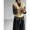 Chaleco de punto multicapa con cuello en V estilo coreano Jiangzuo para mujer, otoño 2026, chaleco de lana retro grueso con botones metálicos, 2638