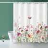Cortina de Ducha Transfronteriza Patrón Floral de Diente de León Mariposa Impresión Digital Impermeable y Antimoho para Baño Inodoro Cortina Divisoria