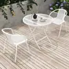 Mesas e Cadeiras de Exterior para Pátio e Varanda, Mobiliário de Lazer Branco para Exterior, Mesa de Centro Dobrável à Prova d'Água e Resistente ao Sol para Refeições ao Ar Livre
