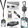 Pronto para Uso Transfronteiriço Fivela Retrátil Mosquetão de Alta Resistência Cordão Destacável Preto Porta-Crachá de Trabalho Pingente Fivela de Puxar Fácil