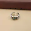 Anillos para Pareja al por Mayor con Diseño de Turquesa Mantra de Seis Caracteres Plata Pura S925 Joyería Vintage Ennegrecida Regalo Personalizado