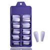 Uñas Ballet Color Sólido Dulce Largo 100 Piezas Blíster Caja Azul Pequeña Caja Transparente Uñas Manicura Acabadas Ataúd Trapezoidal