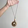 Collar con colgante de estilo étnico bohemio, cadena larga vintage de nuevo estilo chino para suéter, joyería de diseño de nicho al por mayor