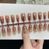 Contas para Unhas Pré-Fabricadas Eletrodepositadas Cor Café com Leite Unhas Usáveis Semi-Acabadas Unhas Falsas com Esmalte em Spray Pura Mão Vários Tamanhos Pontas de Unha
