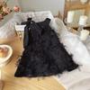 [Stock Listo] Vestido de Niña 2024 Verano Nuevo Falda Infantil Niña Negro Vestido Elegante de Encaje