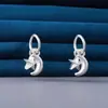 Prata Pura 990 Sólida Pingente Liso de Estrela e Lua de Prata Charme de Estrela de Cinco Pontas Materiais de Acessórios de Prata Pura para Pulseira de Cristal DIY