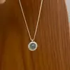 Colar de Prata de Lei S925 com Jade Natural Ágata Branca Estilo Vintage Coreano Luxo Leve Diamante Brilhante Moda Toque de Alto Padrão Corrente para Clavícula