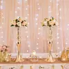 Portaflores de Hierro Estilo Europeo de Lujo Ligero, Decoración para Firma de Mesa Principal de Boda, Florero Dorado Galvanizado, Superventas Transfronterizo