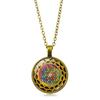 Collar con colgante de flor de la vida con mandala de Sri Lanka, gema del tiempo, joyería para mujer, cadena de lana retro, venta al por mayor