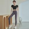 Ropa de Yoga para Mujer 2026 Verano Nuevo Estilo Tops Deportivos de Fitness de Manga Corta con Almohadillas en el Pecho, Conjunto de Ropa de Entrenamiento Transpirable de Corte Ajustado