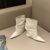 Botines Elegantes de Tacón de Cuña para Chicas Atrevidas, Nuevos Botines de Punta Fina para Otoño e Invierno, Botas de Moda de Tacón Medio, Botines Cortos Elegantes y a la Moda